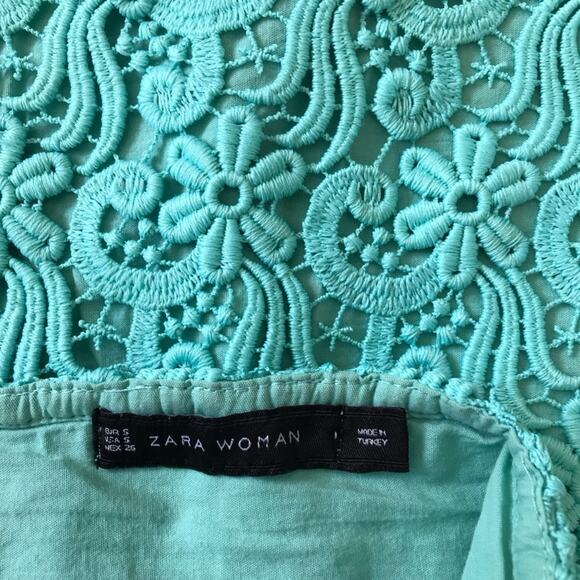 Zara Green Mini Skirt Lace A-line Size Small - Picture 5 of 6
